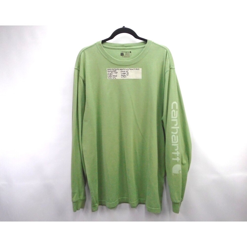 Carhartt Mens Shirt Large Tall L Tall Green Mid-weight Long Sleeve Graphic K231